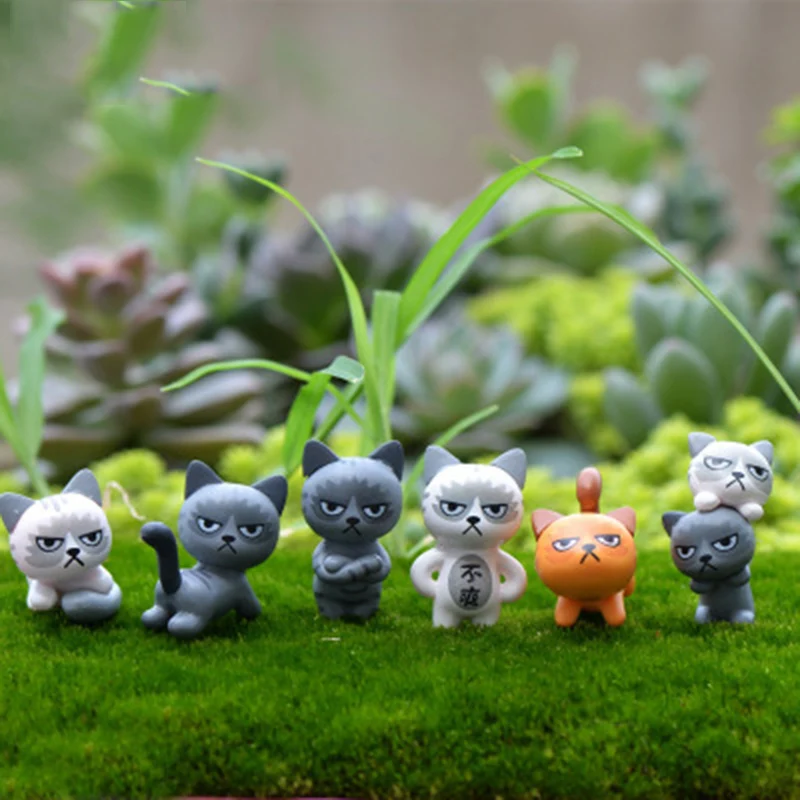 

ZOCDOU 3 Pieces Angry Handsome Cat Unhappy Kitty Small Statue Mini Figurine Crafts Ornament Miniatures Play House Car Toy Decor