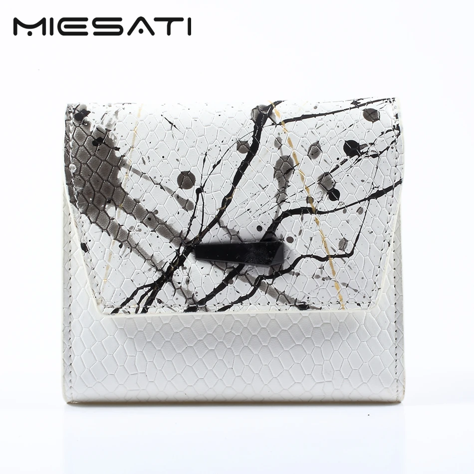 

MIESATI Purse Money Three Fold Women Wallets Multifunction Genuine Leather Snake Pattern Hasp Short Wallet Coin Purse Female Bag