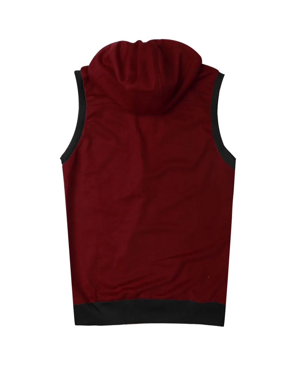 Download 1411B M02 Mens Burgundy Mock Neck Sleeveless Two Pockets Zip Up Casual Hoodie Vest XXL/M (US 40 ...