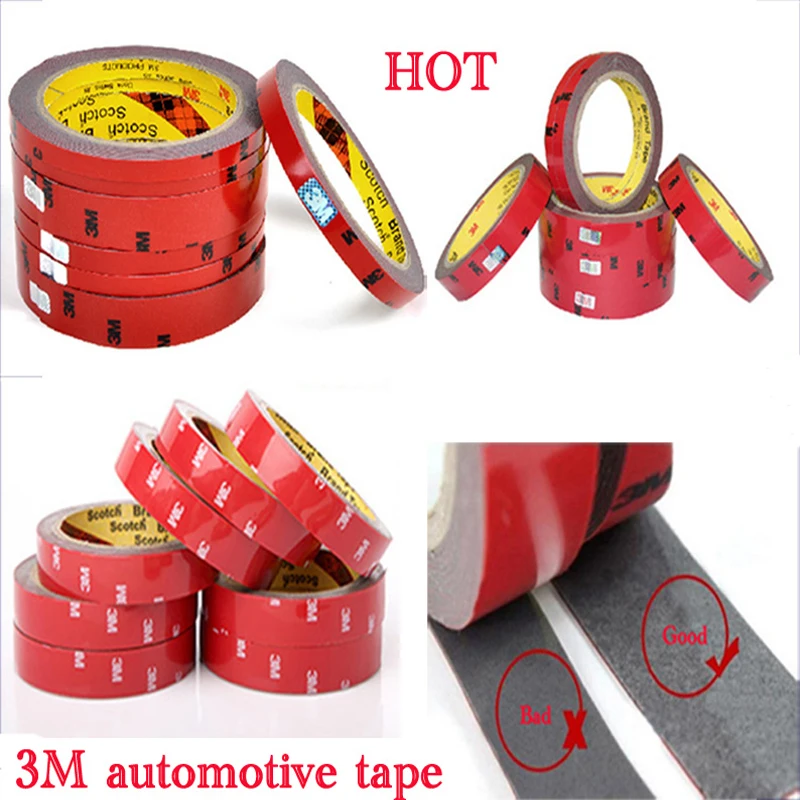 2016 Top Sale Certified 3M Double-sided car motorcycle Tape size 0.6/0.8/1/1.5/2/3cm Chose Long 3 Meter good quality stickiness