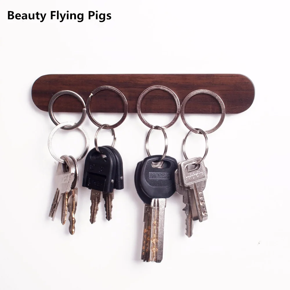 Key wood storage device wall logs key ring multifunctional Strong