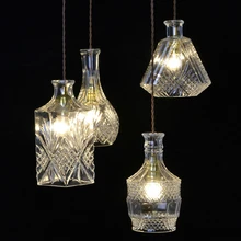 Европейский Креативный дизайн современный богато резные стеклянная бутылка вырезать света Открытый Подвесные Светильники бар E27 Провода висит