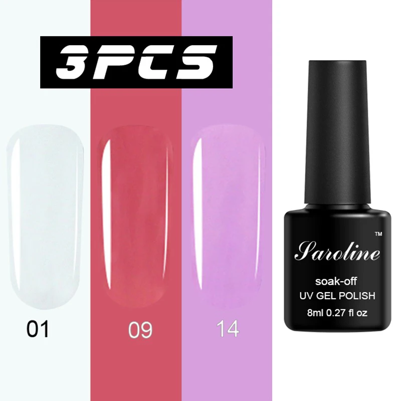 01-09-14 Saroline 3 шт. 8 мл обычные цвета серии Гель-лак для ногтей отмачиваемый УФ светодиодный Гель-лак для ногтей, маникюр Гель-лак для маникюра - Цвет: 01-09-14