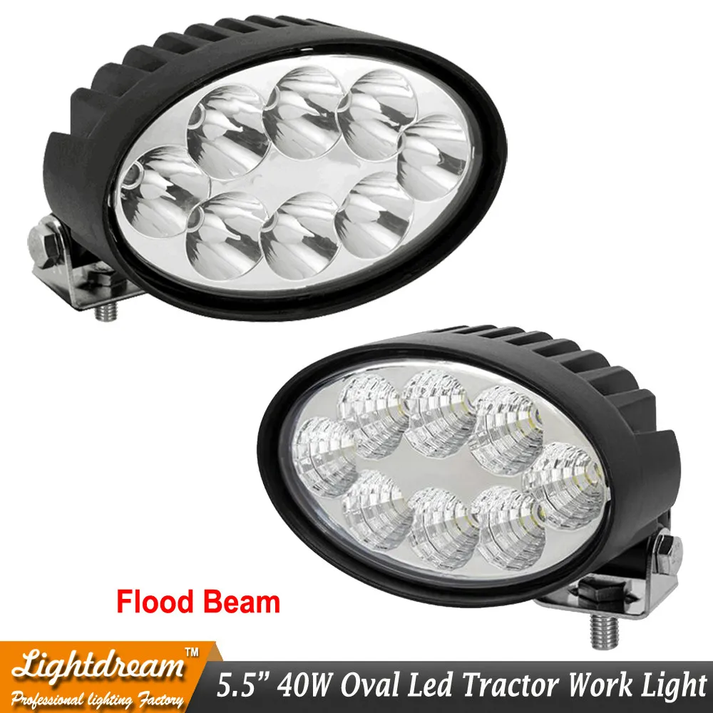 

5.5" inch 40W Oval LED Driving Work Light 8LED*5W 12V Oval Off road SUV ATV 4WD Flood Spot Beam 12/24V led tractor work lamp x1