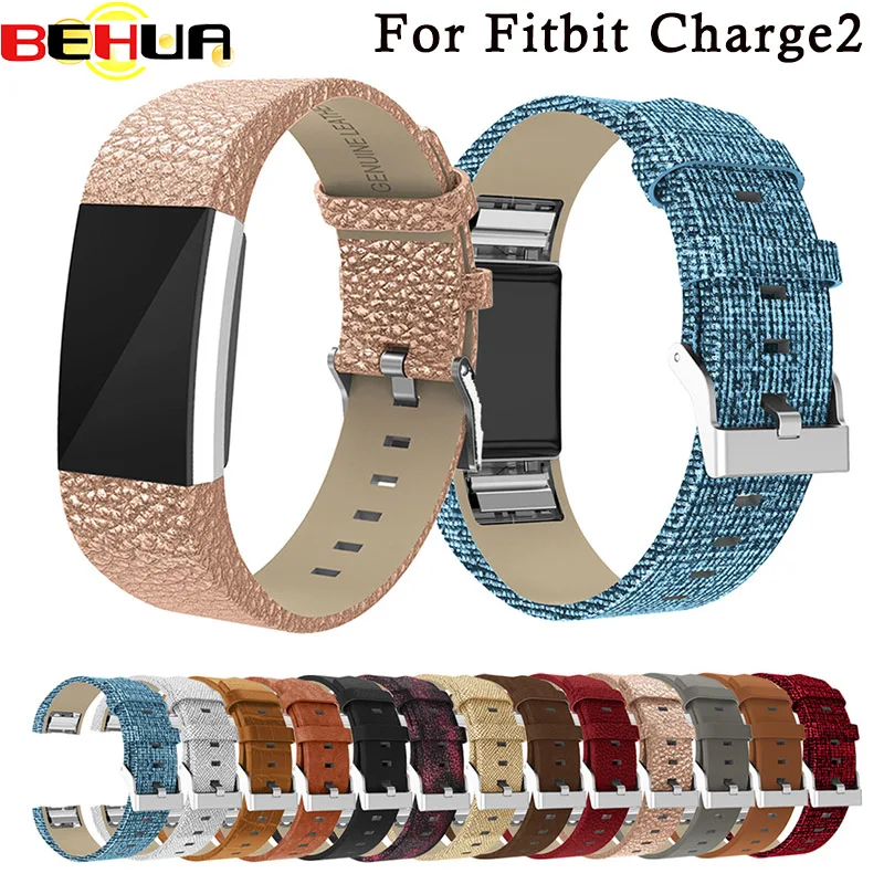 

BEHUA Genuine Smart Wrist Straps Band Classic Leather Wristband With Metal Connectors Watch Band For Fitbit Charge 2 Wrist Band