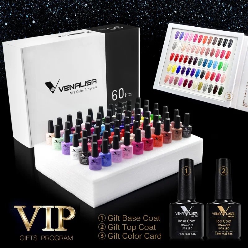 62pcs*7.5ml VENALISA Gel Polish CANNI Nail Art Salon Manicure Wholesale Soak off Base No Sticky Topcoat UV LED Nail Gel Varnish