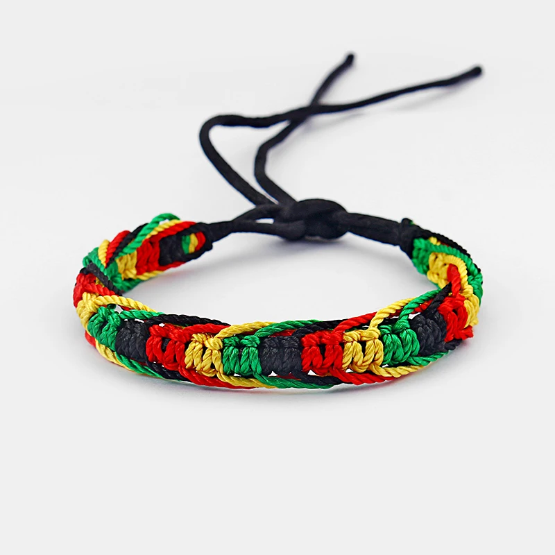 1pcs Rasta Friendship Bracelet Wristband Cotton Silk Reggae Jamaica Surfer Boho Adjustable Jewellery - Image 5