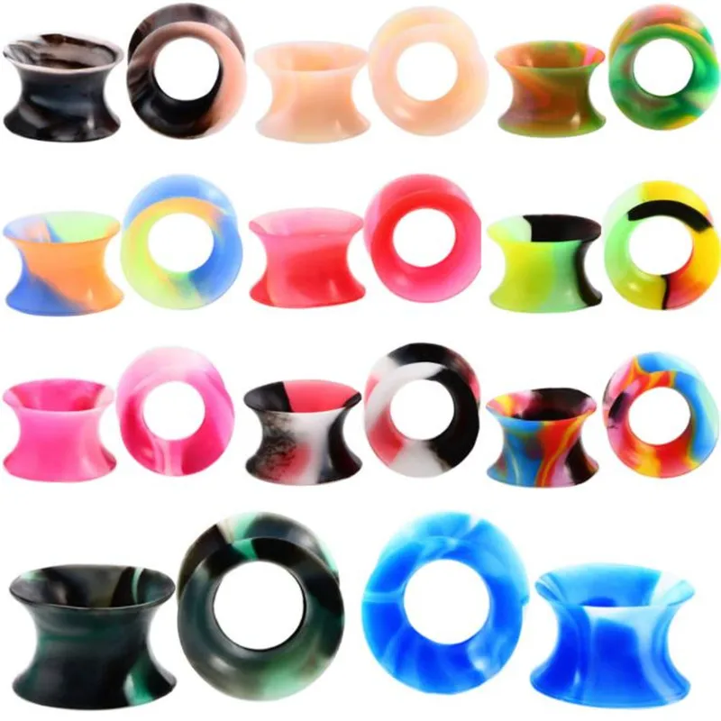 

2pcs/lot Acrylic Ear Stretchers Plugs and Tunnels 3-25mm Silicone Double Flare Plug Piercing Dilataciones Piercing