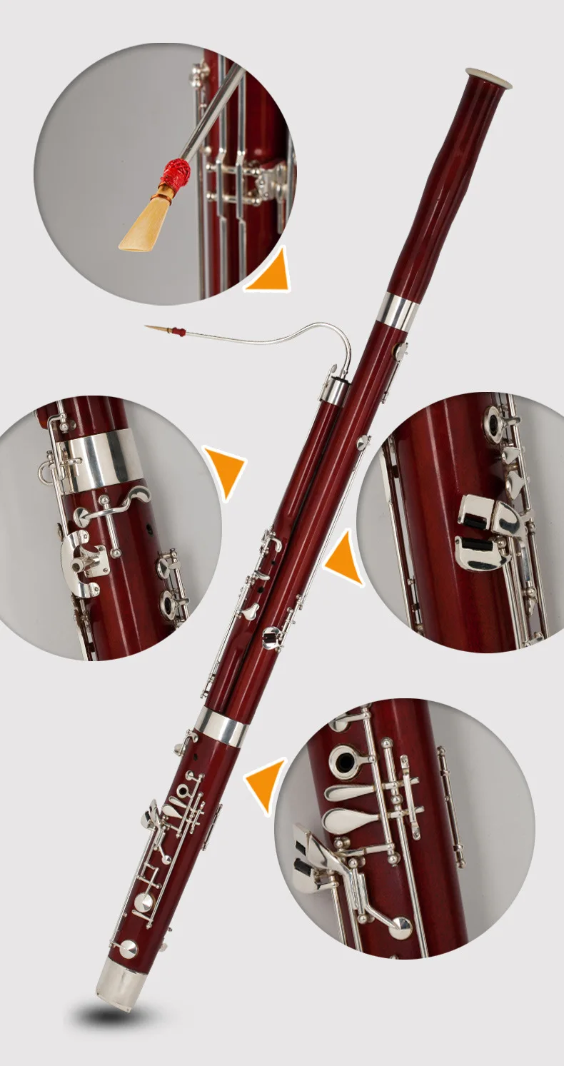 BS-9960 Профессиональный C Ключ Bassoon клен тело мельхиор ключи с серебристым напылением духовой инструмент