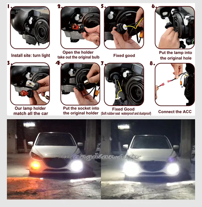 Tcart 2 шт. Автомобильный светодиодный лампы DRL Дневной светильник поворотники авто лампы дневного света PY21W 1156 для Toyota CHR C-HR