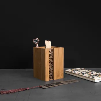 

Antique Wood Penholder Top-grade Bamboo Penholder China Wind Retro Penholder Chinese style Office Accessories Desk Pencil Holder