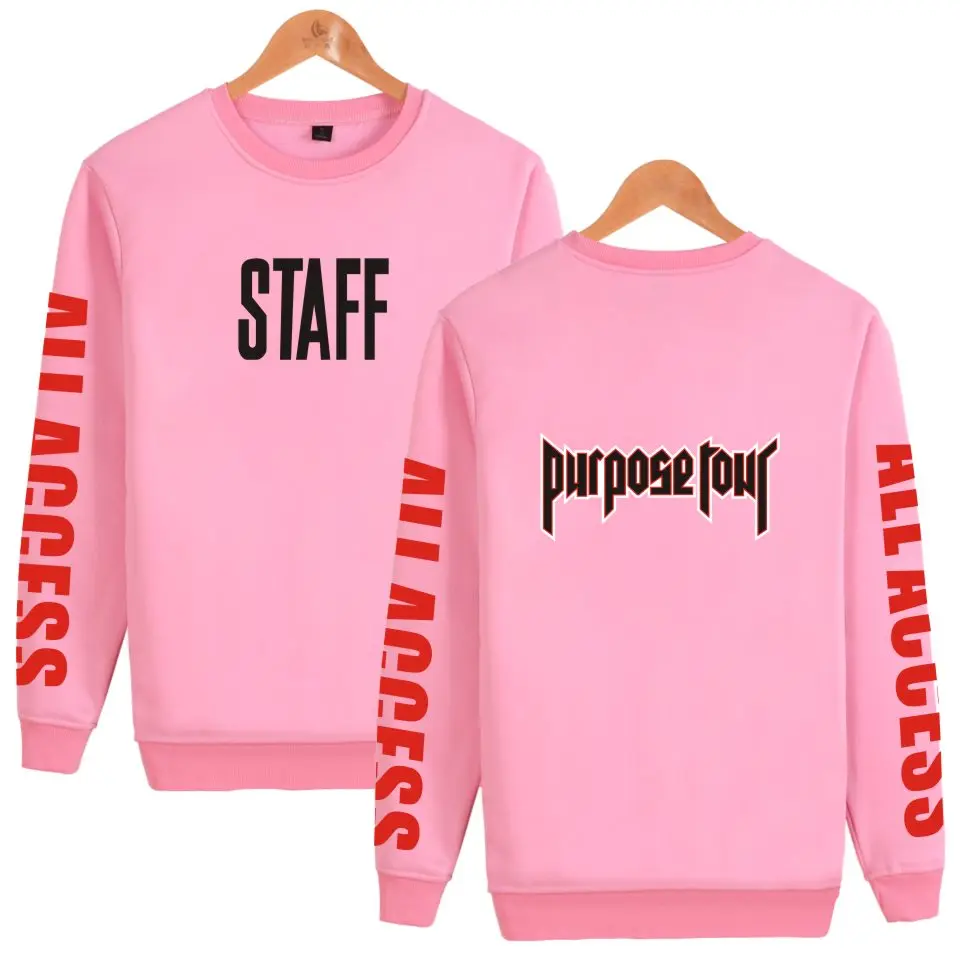 Justin Bieber STAFF 2017 New Style Capless hoodies Men/Women Kpop sweatshirt out wear for winter autummn XXXXL Plus Size