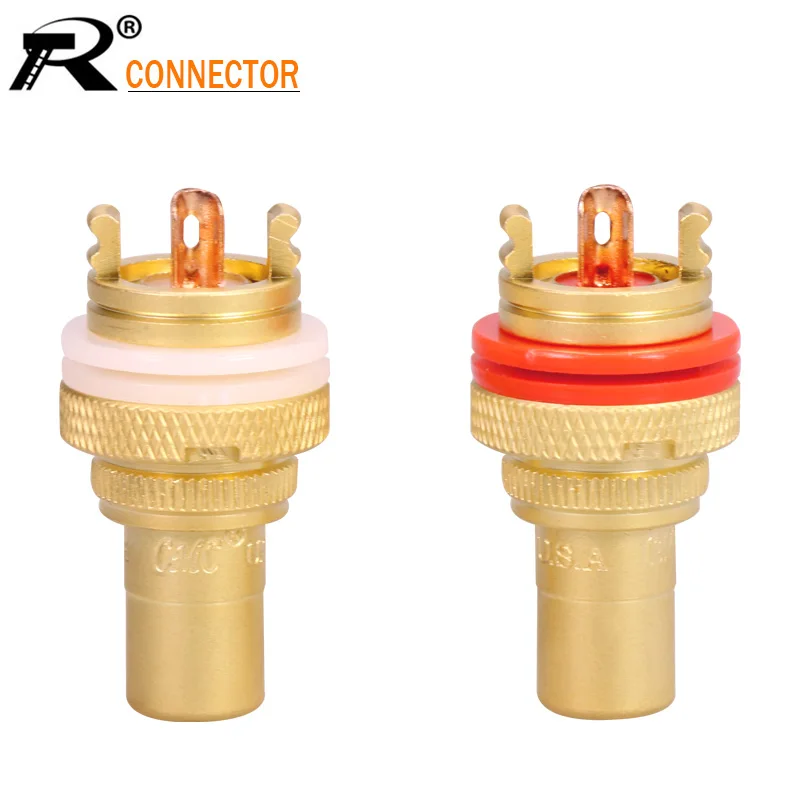 100PCS/50PAIRS Luxury Gold plated RCA Jack Connector Panel Mount Chassis Audio Socket Plug Bulkhead with NUT Solder CUP 3Colors