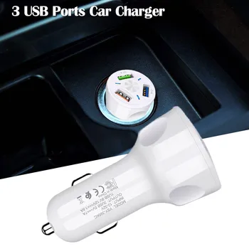 

Car 3USB car charger with blue small lamp for iPhone / Samsung 3A 3 USB port universal car charger fast charging adapter