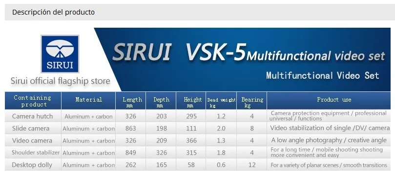 Sirui VSK-5 слайдер для камеры из углеродного волокна для видеокамеры DSLR