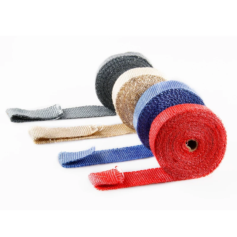 

1M/10M/15M Heat Exhaust Thermo Wrap Shield Protective Tan Tape Fireproof Insulating Cloth Roll Kit for Motorcycle Car 4 Color