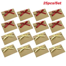 25 шт 180 г винтажные конверты из крафт-бумаги открытка с бантом лента для DIY Свадьба День рождения Рождественские бумажные подарки пакет