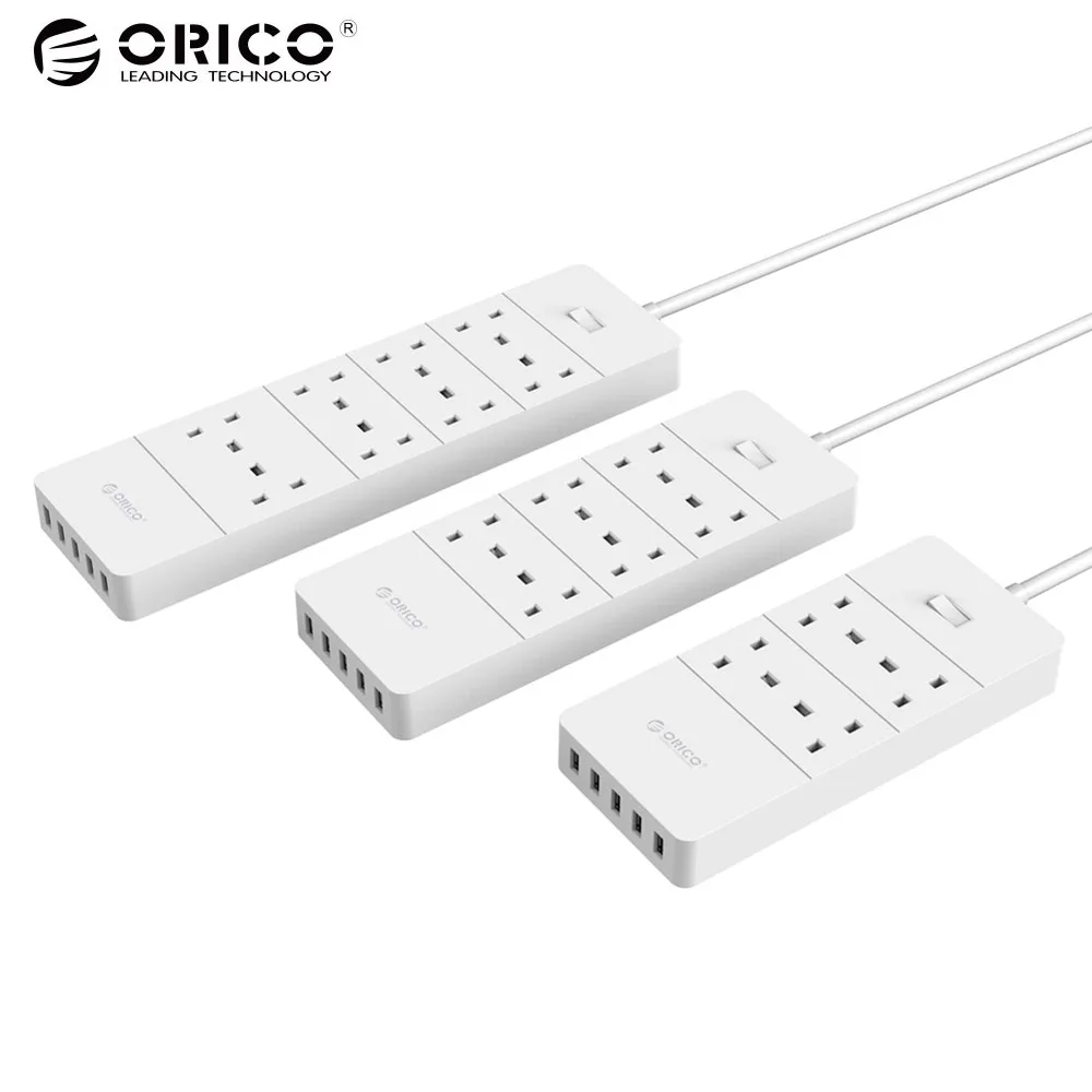 ORICO USB Power Strip UK Plug 4 6 8 AC Outlet Power Socket 5 USB Port