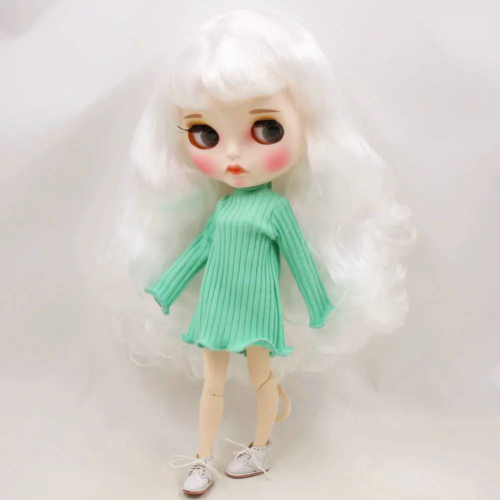 

ICY Nude Blyth Doll No.BL136 White hair Carved lips Matte customized face with eyebrow Joint body 1/6 bjd