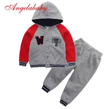 Коллекция года, комплекты одежды для детей весенне-осенняя новая хлопковая спортивная одежда, топ с капюшоном+ штаны комплекты из 2 предметов, одежда для детей возрастом от 1 года до 5 лет