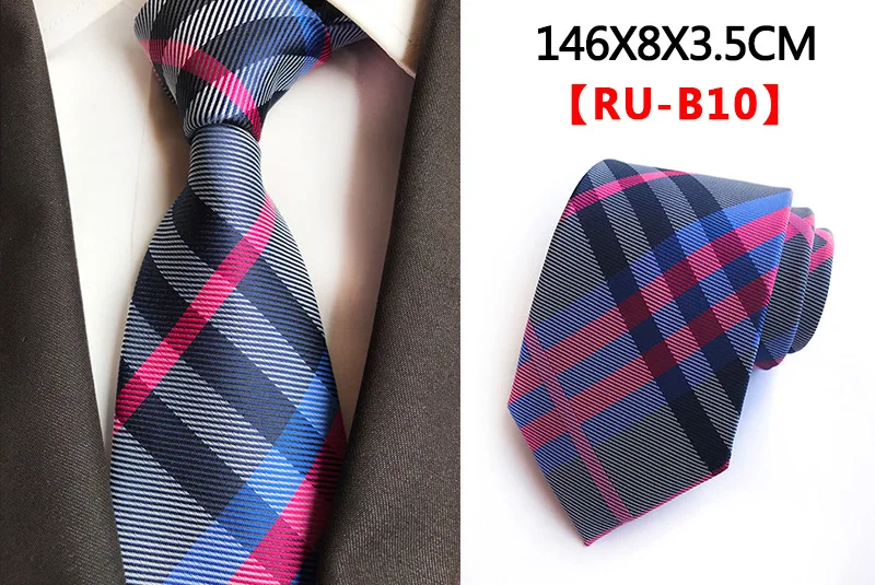 Модный Шелковый галстук 8 см, черный, синий, в клетку, жаккардовый переплетенный галстук для мужчин, деловой, Свадебный, вечерний, официальный, шейный галстук, аксессуары