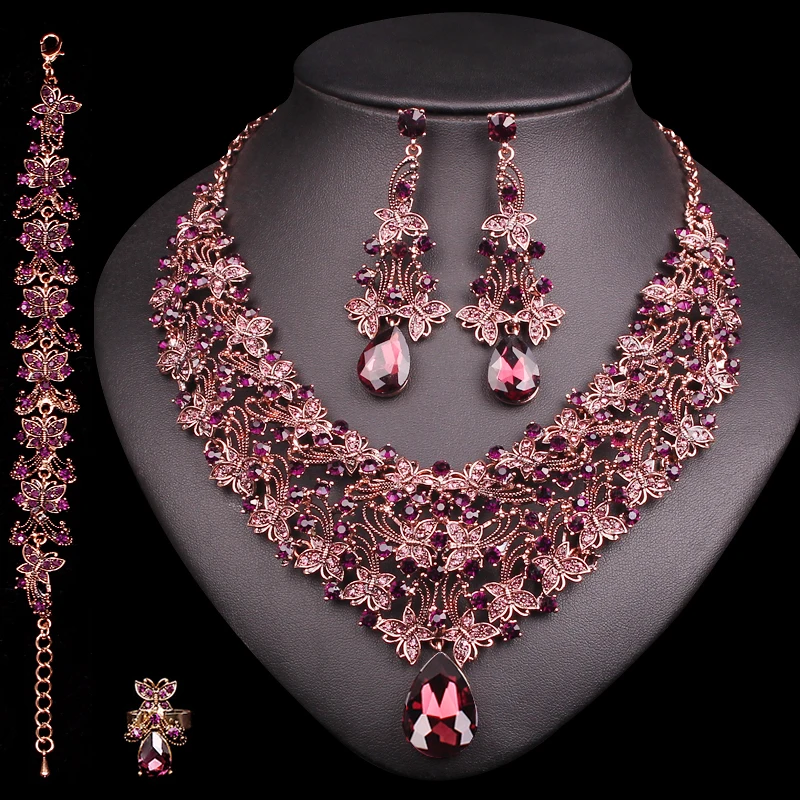 Vintage Necklace Earrings Sets Retro Indian Bridal Jewelry