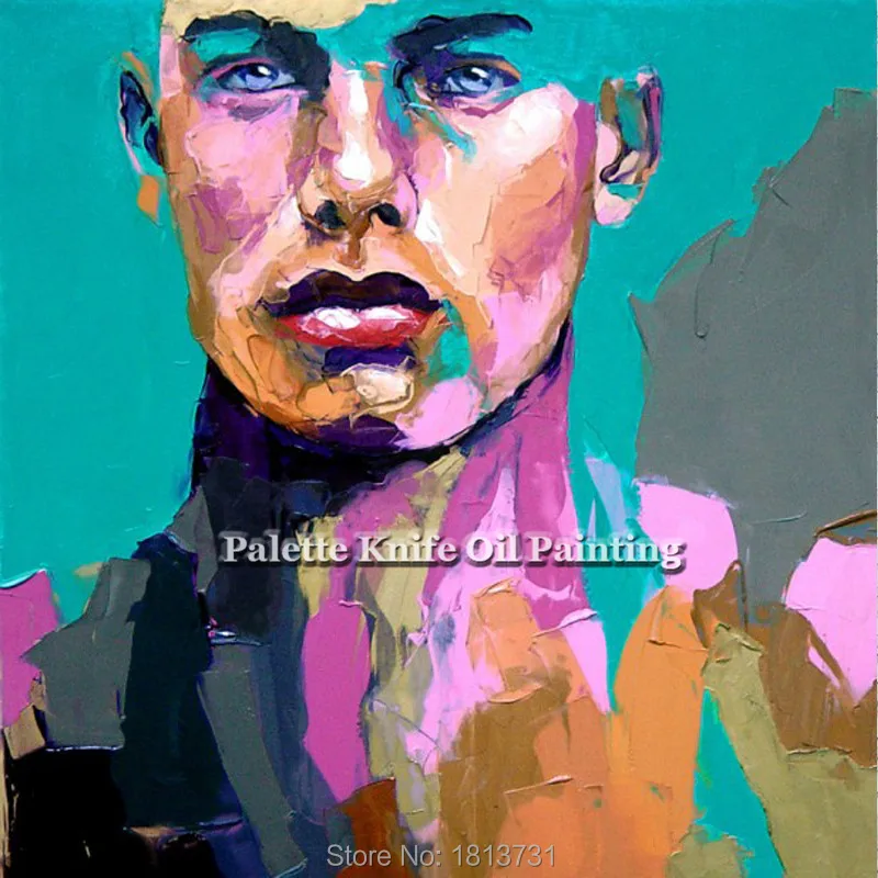 

Palette knife portrait Face Oil painting Character figure canvas Hand painted Francoise Nielly wall Art picture for living room8