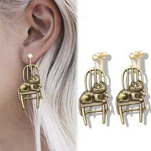 Steampunk País de las Maravillas victoriano Cheshire silla estilo gato té fiesta oreja Clips cuelgan pendientes vestido elegante para niñas joyería Orecchini