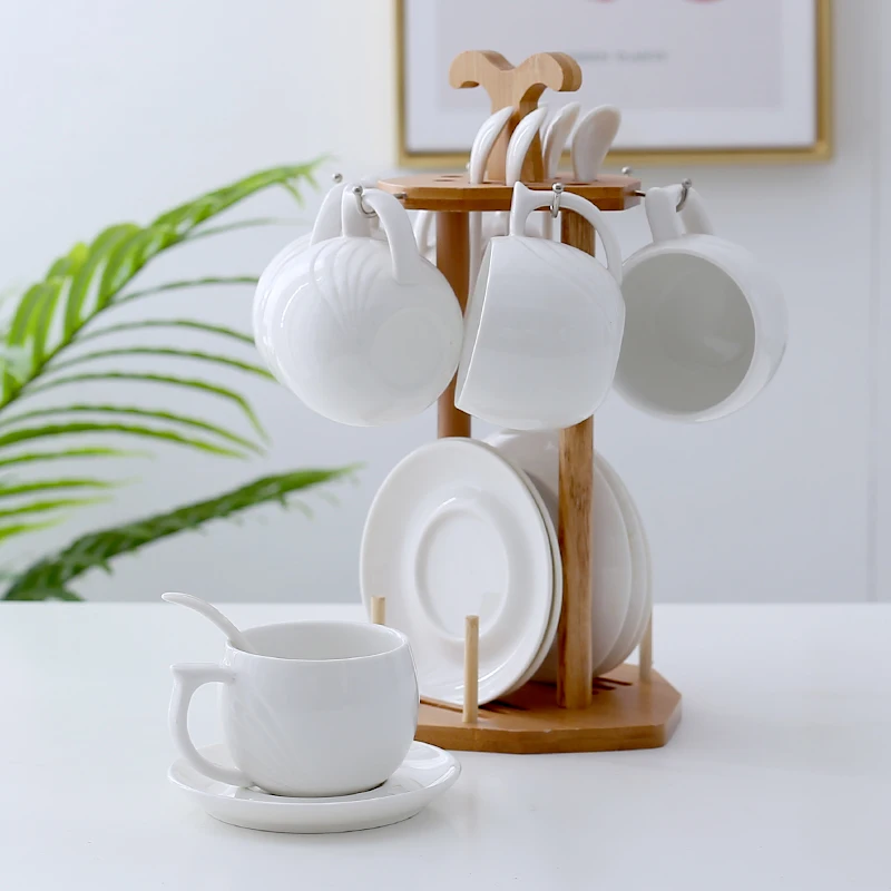 Европейская кофейная чашка, набор керамики, минималистичный послеобеденный чай, бамбуковая рамка, блюдечко из костяного фарфора, королевская роскошь, фарфор ручной работы