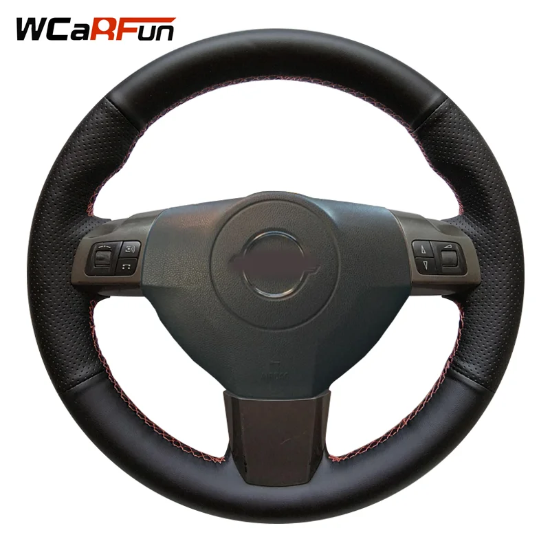 

WCaRFun Hand-stitched Black Artificial Leather Car Steering Wheel Cover for Opel Astra 2005 2006 Vauxhall Astra