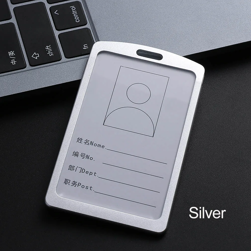 Aluminium Alloy Card Holder Employee Name ID Card Cover Metal Work Certificate Identity Badge ID Business Case - Цвет: 029silver