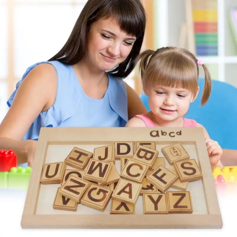 Детская деревянная головоломка с буквенным принтом для маленьких детей, игрушка для распознавания букв, умная доска-головоломка для детей