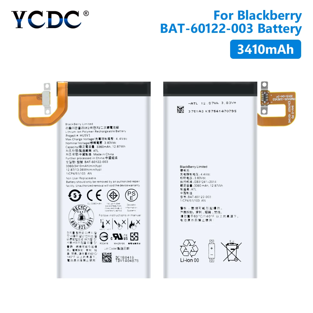 

High Quality 3410mAh BAT-60122-003 Battery For BlackBerry Priv STV100-1/2/3 Replacement Internal Phone Bateria Free Tools