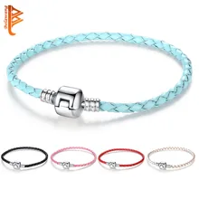 BELAWANG браслеты из натуральной кожи для женщин и мужчин, серебряный браслет с застежкой и браслет, рождественский подарок, модное ювелирное изделие