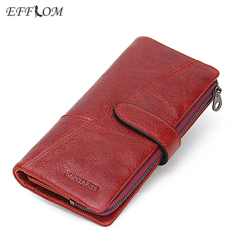 

Women Wallets Brand Design High Quality Cowhide Genuine Leather Wallet Female Hasp Fashion Dollar Price Long Women Thin Wallets