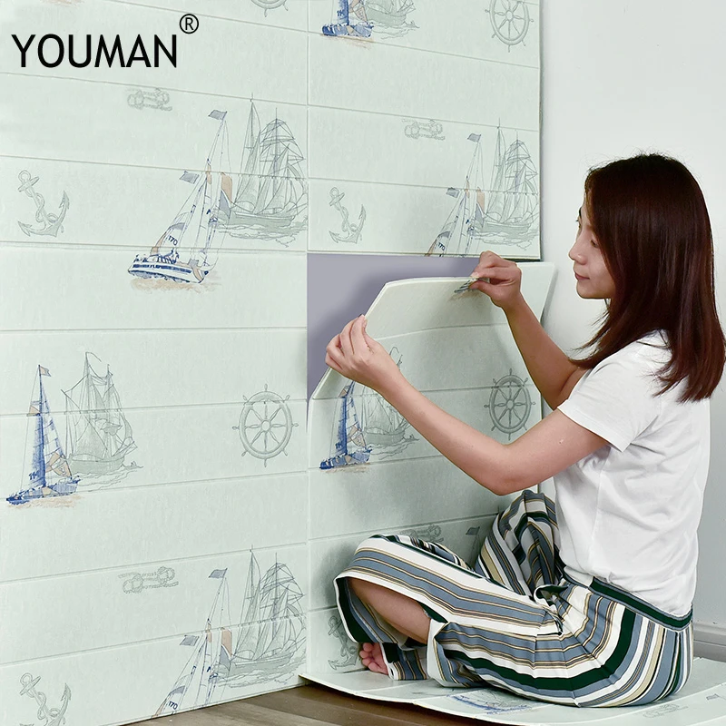 

YOUMAN 70cmX70cm 3d Wallpaper PE Foam Wall Sticker DIY Wall Stickers Wall Decor Embossed Kindergarten Waterproof Backdrop Decal