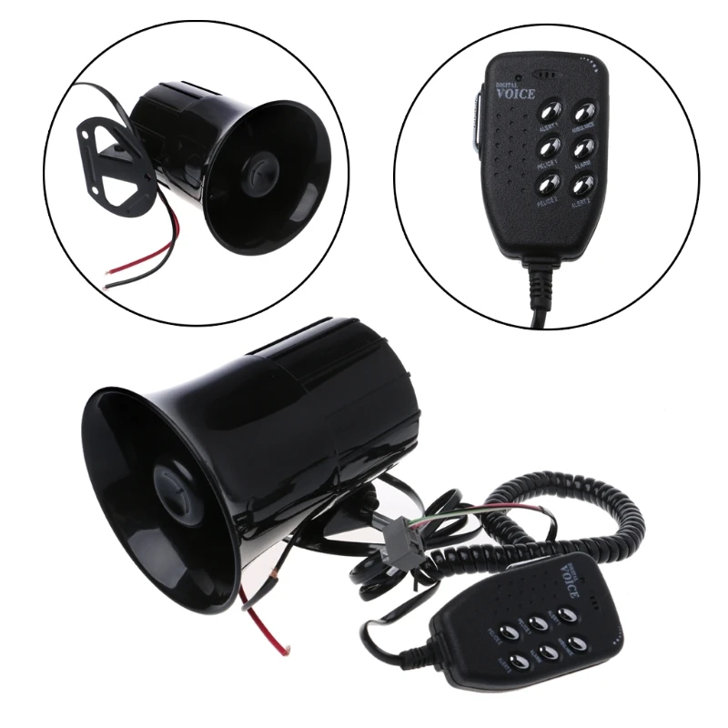 12V 6 Sounds 150DB Air Horn Siren Speaker For Auto Car Boat Megaphone With MICMultitone