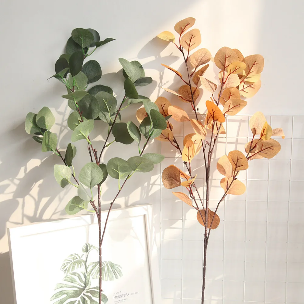 

Artificial Plastic Eucalyptus tree branch for wedding decoration Flower Foliage small leaves plant for living roomHome Office 28