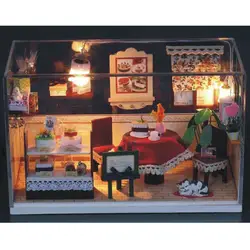 G001 DIY стеклянный дом Кукольный дом Мебель DIY Миниатюрный 3D Деревянный miniaturas европейских магазинов торт магазин с Пылезащитный чехол