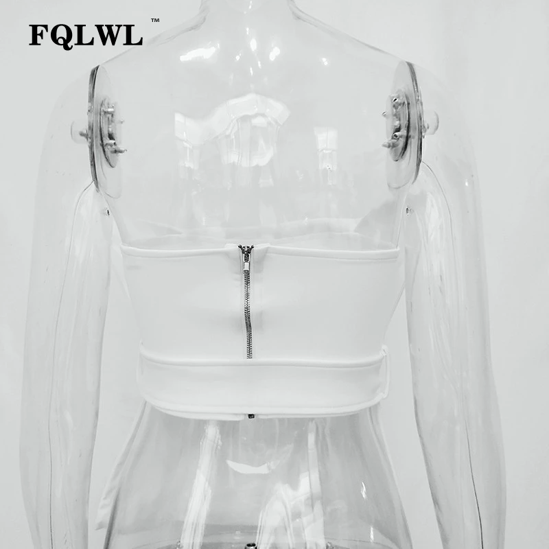 FQLWL сексуальный с открытыми плечами женский короткий Топ без бретелек с открытой спиной тонкий черный белый топ на бретелях элегантное Бюстье для вечеринок Топ для женщин Лето