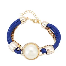 Модные синие персонализированные многоуровневый акриловый кожаный браслет, изысканный женский браслет и кожа,, 3 шт 5% скидка