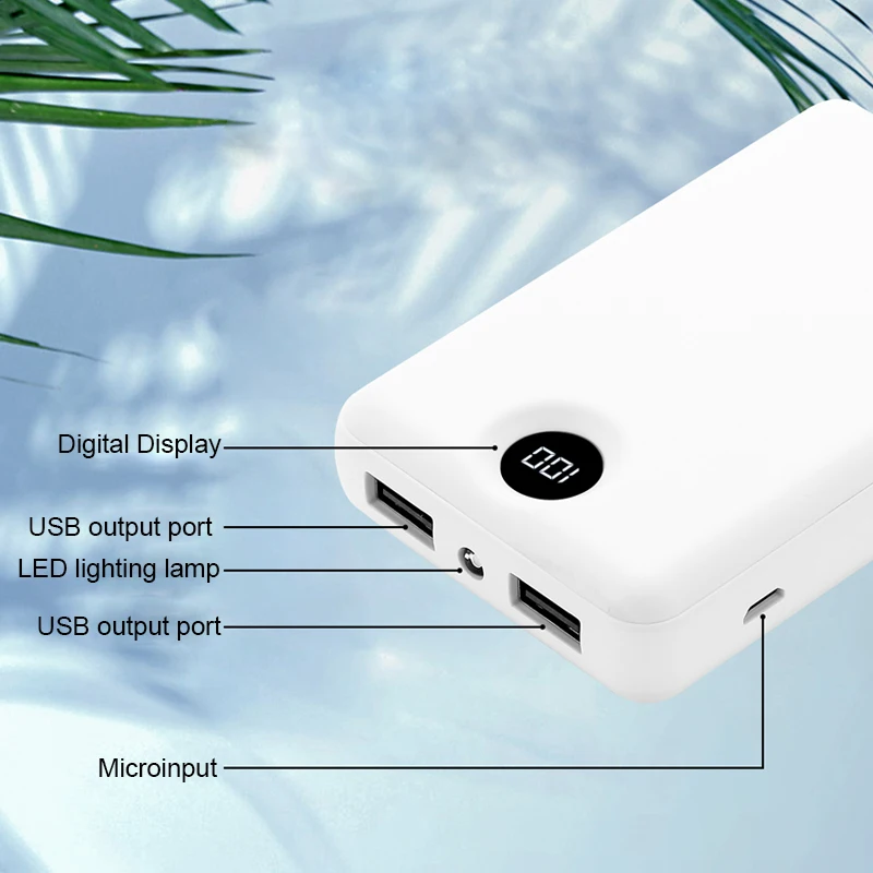 Мини Портативный Power Bank 10000 мАч быстрой зарядки с 2 портами (стандарт LED Внешнее