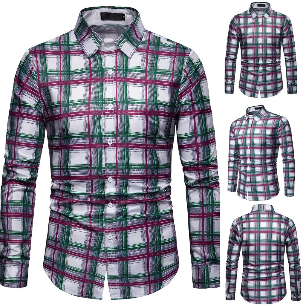 

Men Shirt Brand Male High Quality Long Sleeve Gant Shirts Casual Plaid Plus Large Size Blue Yellow Man Dress Shirts #G7