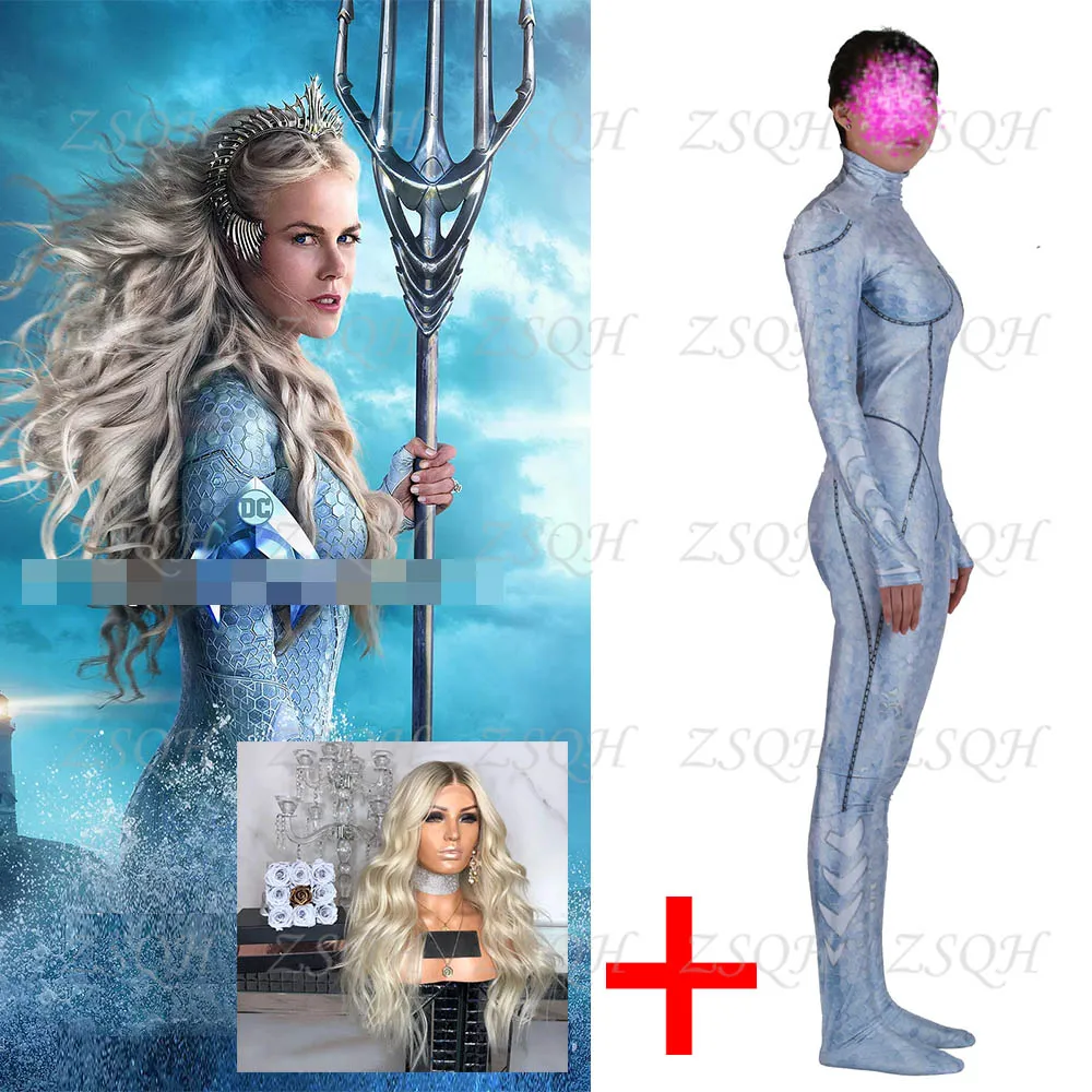 

Aquamans Atlanna Mera Costume Amber Heard Queen of the Sea Atlanna Cosplay Superhero Bodysuit Halloween Party woman Jumpsuits