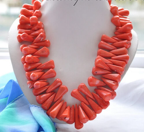 

FREE SHIPPING>>@> A789 30mm cone red coral necklace