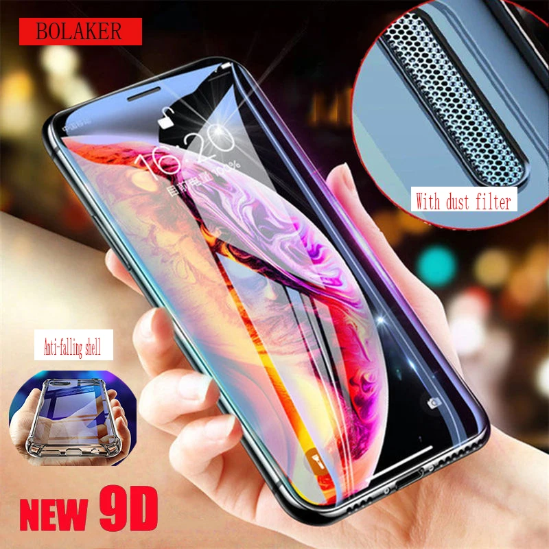 

Suitable for iPhone X XR XS Max Screen Protector for iPhone 8 7 6 6s Plus Protective Film Dustproof 9D Curved Full Cover Tempere