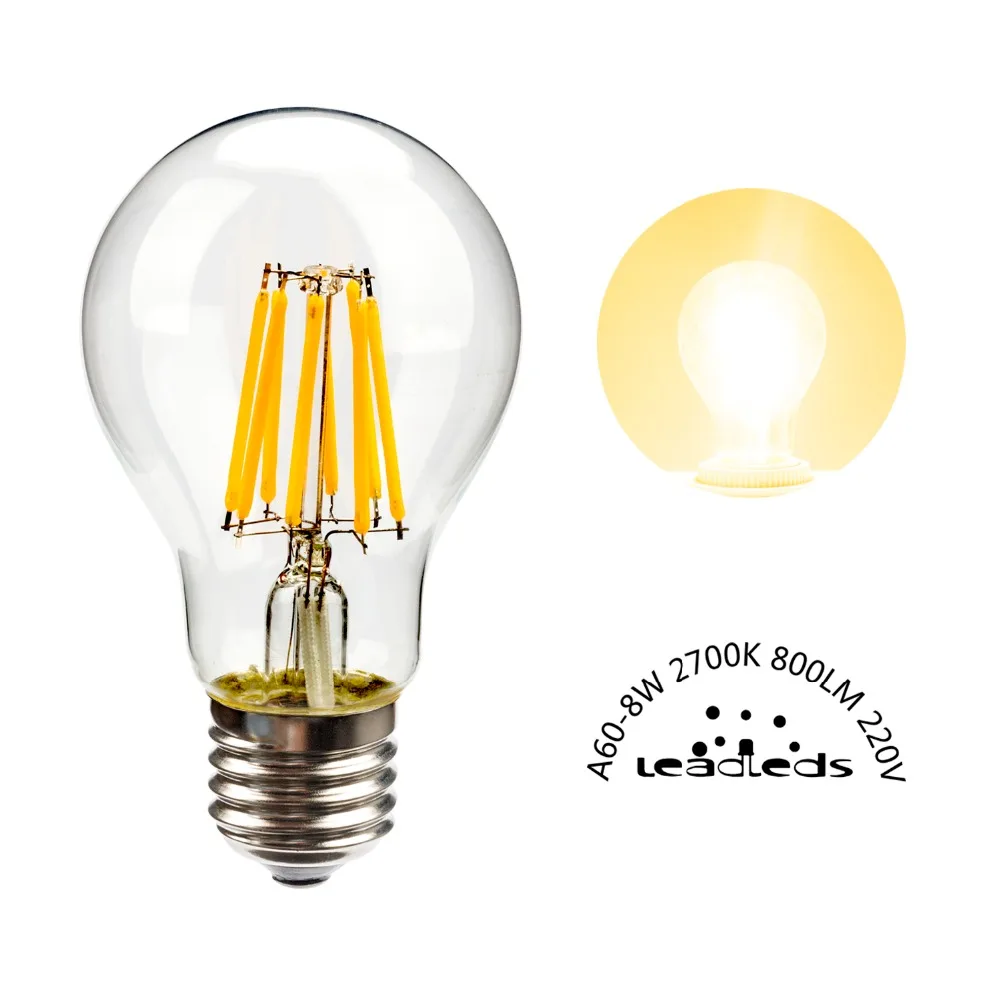 

3PCS A60 E27 LED Bulb Light 4W 6W 8W 110V 220V Power Retro Vintage Edison Bulb Chandelier Home Hotel Lamp Decoration Lighting