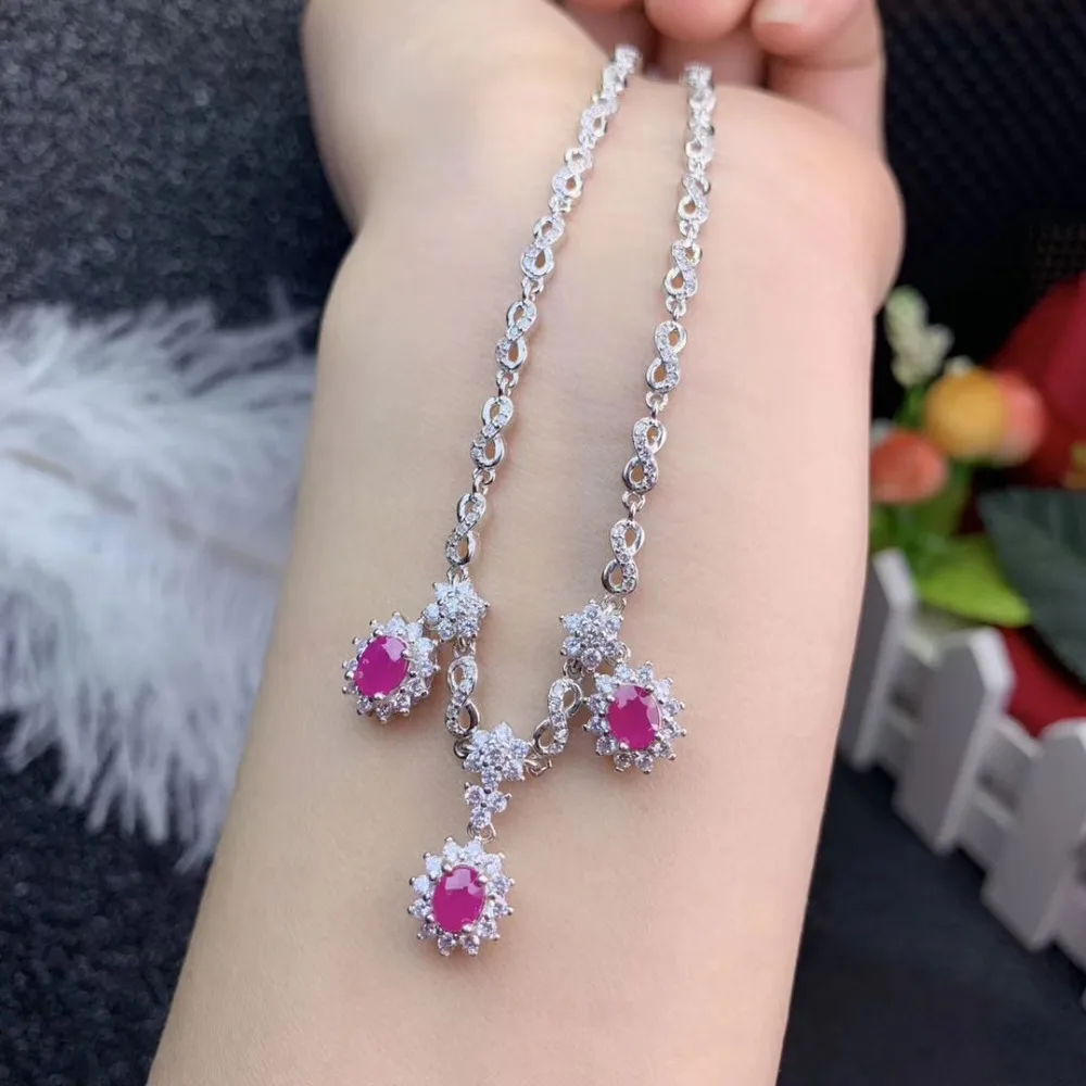 Collier élégant rond Diana naturel rouge rubis gemme collier pendentif en pierres précieuses nature