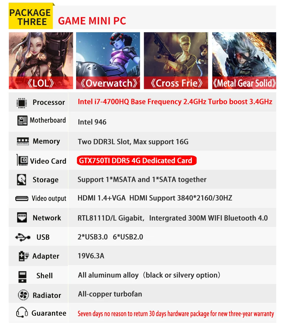 Mscore четырехъядерный I7 4700HQ выделенный NVIDIA ВИДЕО карта игровой Мини ПК Windows 10 Настольный системный блок компьютера неттоп linux intel