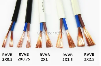 

Free shipping 10METERS Monitoring power cord / 2 core / flat sheathed cable / RVVB 2X0.5 mm2 square / pure copper wire